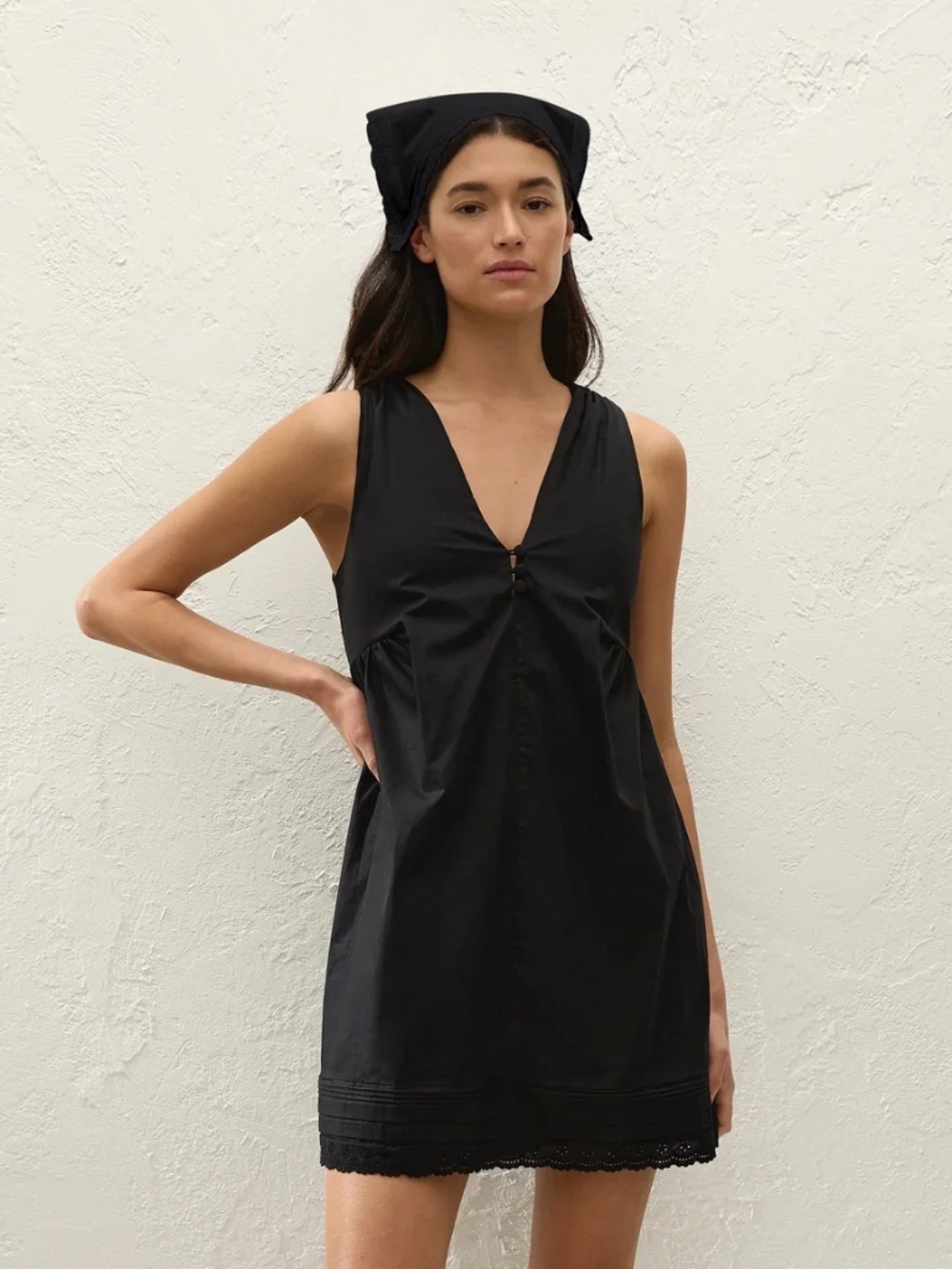 NWT FAITHFULL - DION FIORE LACE MINI DRESS / BLACK